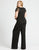 Mac Duggal Fabulouss - 48888F Eyelash Laced Sleeves Long Jumpsuit In Black