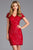 Scala - 48889 Cap Sleeve Sequined V-neck Fitted Dress In Red