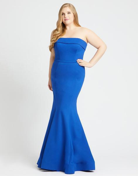 Mac Duggal Fabulouss - 48889F Queen Anne Soft Crepe Mermaid Gown In Blue