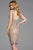 Scala - 48890 Scoop Cutout Back Ornate Sheath Dress In Gray and Silver