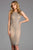 Scala - 48890 Scoop Cutout Back Ornate Sheath Dress In Gray and Silver