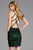 Scala - 48891 Strappy Sequined V-Neck Cocktail Dress In Green