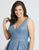Mac Duggal Fabulouss - 48891F Glittery V-Neck and Back Cocktail Dress In Blue and Silver