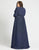 Mac Duggal Fabulouss - 48892F Long Sleeves Glittered A-line Gown In Blue and Silver