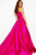48897 Oversized Bow Ornate Asymmetrical Ballgown