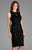 Scala - 48897ML Fully Sequined Jewel Neck Fitted Dress In Black