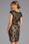 Scala - 48908 Bead Fringed Cap Sleeve Ornate Sheath Dress In Black and Neutral