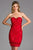 Scala - 48909 Strapless Beaded Sweetheart Fitted Dress In Red