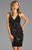 Scala - 48910 Sequined V-Neck Fitted Cocktail Dress In Black