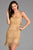 Scala - 48914 Beaded Fringe Scoop Sheath Dress In Brown