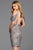 Scala - 48921 Cold Shoulders Beaded and Sequin Cocktail Dress In Silver
