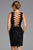 Scala - 48922 Floral Beaded Corset lace up Back Lace Cocktail Dress In Black