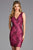 Scala - 48922 Floral Beaded Corset lace up Back Lace Cocktail Dress In Pink