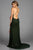 Scala - 48923 Spaghetti Straps V Neck Low Back Sheath Evening Dress In Green