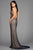 Scala - 48923 Spaghetti Straps V Neck Low Back Sheath Evening Dress In Blue and Neutral