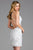 Scala - 48924 Allover Sequin Low Open Back Fringe Fitted Dress In White and Silver