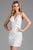 Scala - 48924 Allover Sequin Low Open Back Fringe Fitted Dress In White and Silver