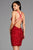 Scala - 48924 Allover Sequin Low Open Back Fringe Fitted Dress In Red