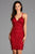 Scala - 48924 Allover Sequin Low Open Back Fringe Fitted Dress In Red