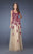 La Femme - 19922 Lace Appliqued Tulle Gown in Red and Neutral