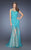 La Femme - 19991 Lace Illusion Bateau Trumpet Dress In Blue