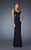 La Femme - Draped Floral Applique Sweetheart Empire Gown 19993 In Black