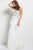 Jovani - Embellished Deep V-neck Dress 48947 in White