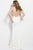 Jovani - Embellished Deep V-neck Dress 48947 in White
