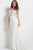 Jovani - Embellished Deep V-neck Dress 48947 in White