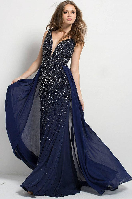 48951 Beaded V-Neck Sheath Dress