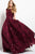 Jovani - Sequined Jewel Ballgown 48976 in Burgundy/Nude