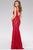 Jovani - Rhinestone Embellished Lace Mermaid Gown in Red