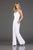 SCALA - 48995 Sequined Plunging V-Neck Jumpsuit In White