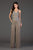 SCALA - 48995 Sequined Plunging V-Neck Jumpsuit In Gray and Silver