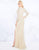 Mac Duggal Prom - 4900M Beaded Plunging Neck High Slit Evening Gown In Neutral