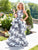Clarisse - 4900 Jewel Neck Tiered Ruffled A-line Gown in White and Black