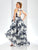 Clarisse - 4900 Jewel Neck Tiered Ruffled A-line Gown in White and Black