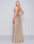 Mac Duggal Prom - 4906M Glimmering Sequin Embellished A-Line Prom Gown In Gold and Neutral
