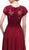 Eureka Fashion - 4909-4XL Illusion Short Sleeve Applique Chiffon Dress in Red