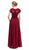Eureka Fashion - 4909-4XL Illusion Short Sleeve Applique Chiffon Dress in Red