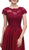 Eureka Fashion - 4909-4XL Illusion Short Sleeve Applique Chiffon Dress in Red