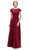 Eureka Fashion - 4909-4XL Illusion Short Sleeve Applique Chiffon Dress in Red