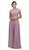 Eureka Fashion - 4909-4XL Illusion Short Sleeve Applique Chiffon Dress in Pink