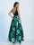 Dave & Johnny - A4912 Plunging Pleated Floral Gown