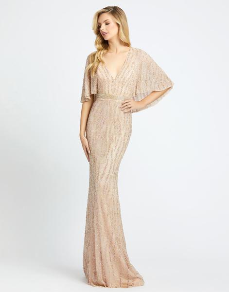 Mac Duggal Evening - 4917D Embellished Plunging V-neck Sheath Dress In Neutral