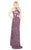 Mac Duggal Flash - 4918L Sequined Asymmetric Sheath Dress With Train in Purple