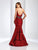 Clarisse - 4922 Jeweled Deep V-neck Mermaid Dress in Red