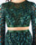 Cassandra Stone - 4925A Two Piece Bedazzled Long Sleeve Fitted Dress In Green