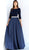 Jovani - 49269 Two Toned Bateau A-Line Dress In Blue