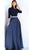 Jovani - 49269 Two Toned Bateau A-Line Dress In Blue
